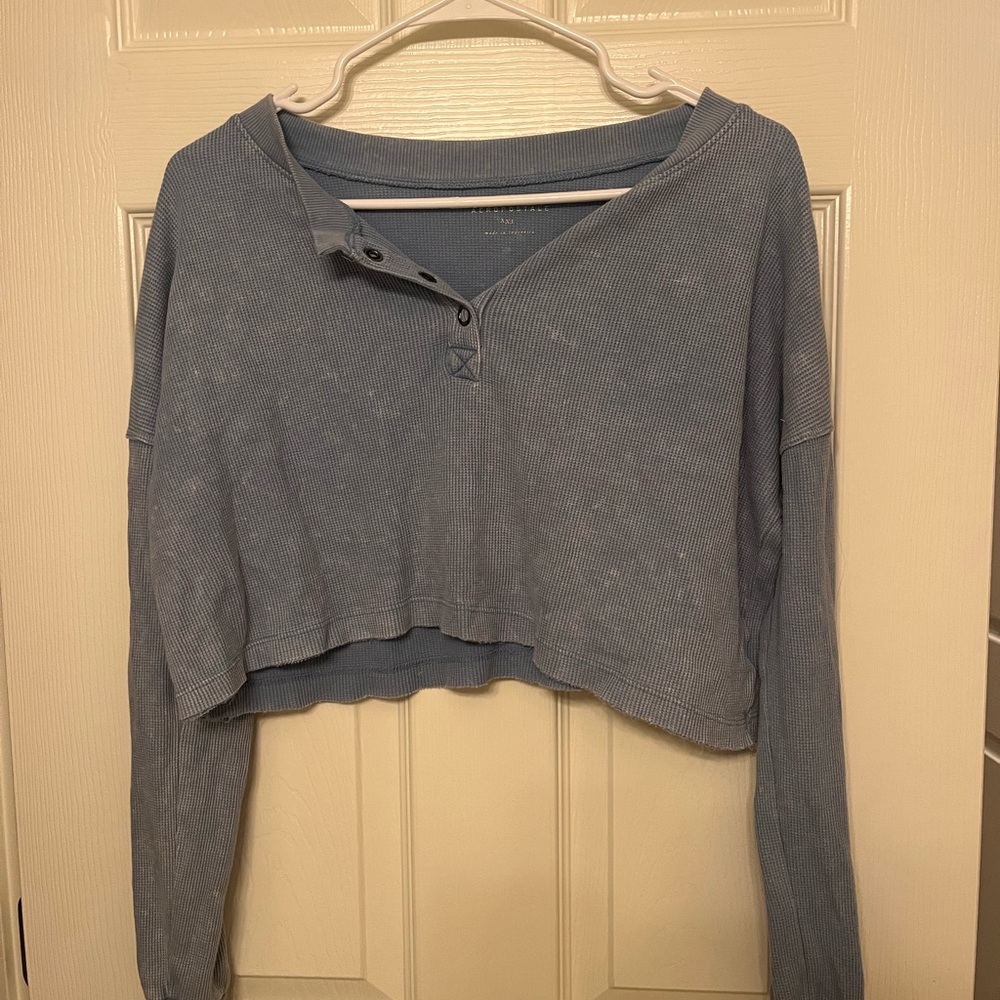 Aeropostale Light Blue Ribbed Crop Top